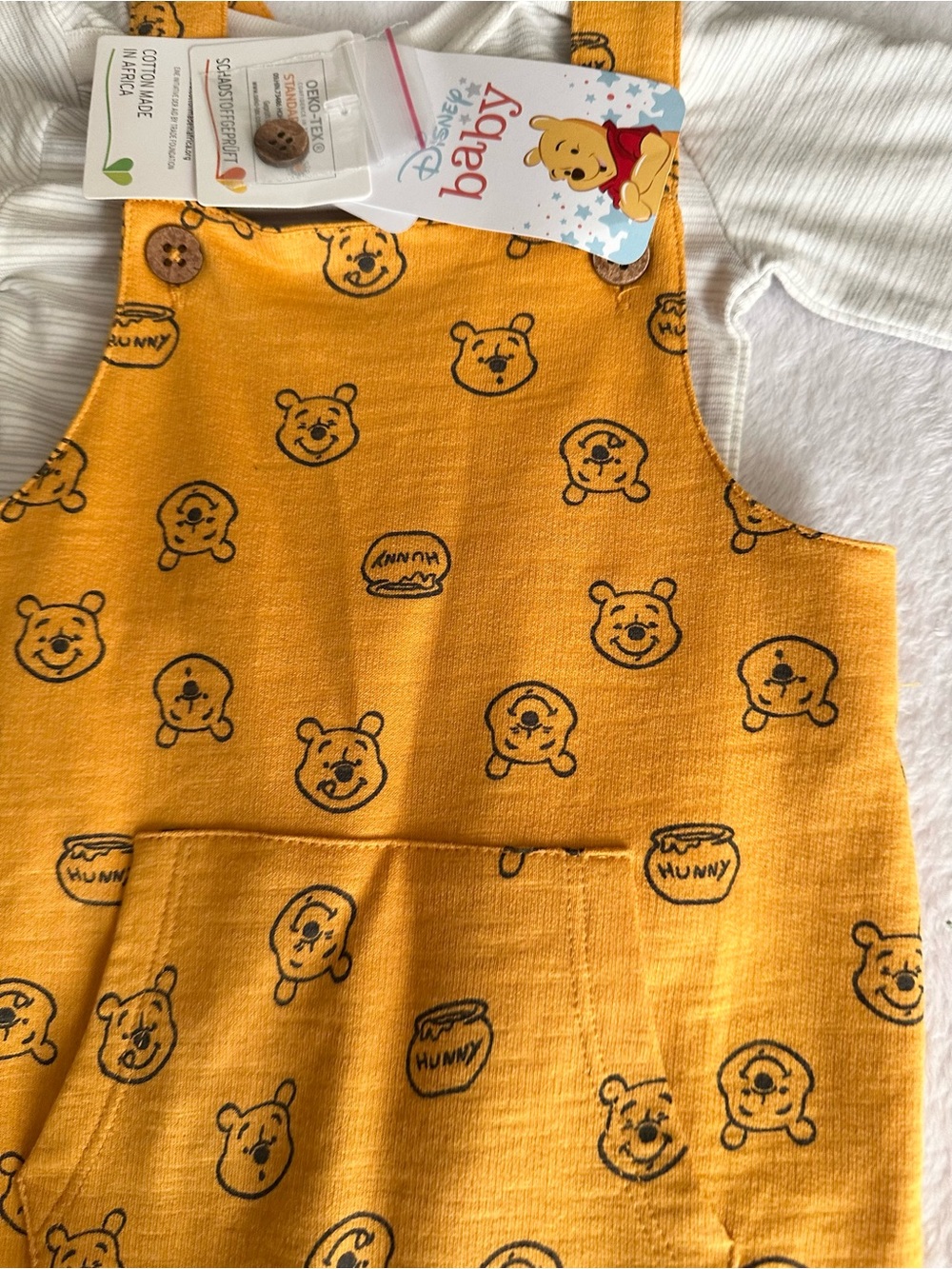 Disney Baby Yellow Winnie the Pooh Printed Diaper Cover Overall